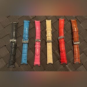 Elegant Ecclissi Leather alligator grain Watch Strap Collection. Lot of 6
